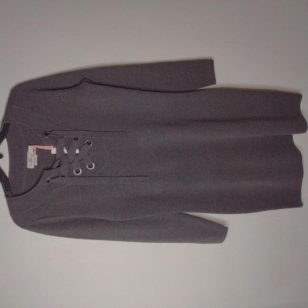 NWT Vineyard Vines Women's Charcoal Heather/Lace Up Sweater Dress Size Small